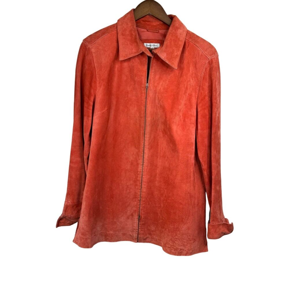 Yvonne & Marie Suede Zip-Up Jacket Size‎ 14 Orange Fall